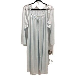 Vintage Sears Nylon Button Down Nightgown Baby Blue Women's Sz 16-18 Pajamas